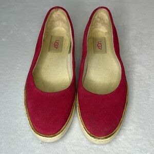UGG KAMMI Pink Suede Shearling Slip-on Flats 8